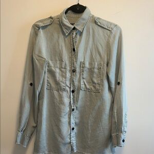 Zara Woman Premium Denim Shirt in Light Gray